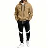 Men's Casual Tracksuit Set with Multi-Pocket Full Zip Hoodie and Black Sweatpants