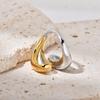 INS Ladies Fine Ring 18K Electroplated Titanium Stainless Steel Fashionable Color Matching Exaggerated Irregular Opening Ring