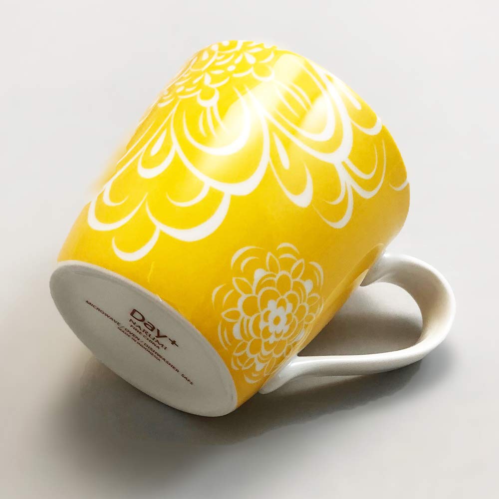 NARUMI Day+ Mug, 340cc, Yellow, Floral Print, Cute, Large, Microwave, Oven, and Dishwasher Safe, Gift Boxed, 41281-2889