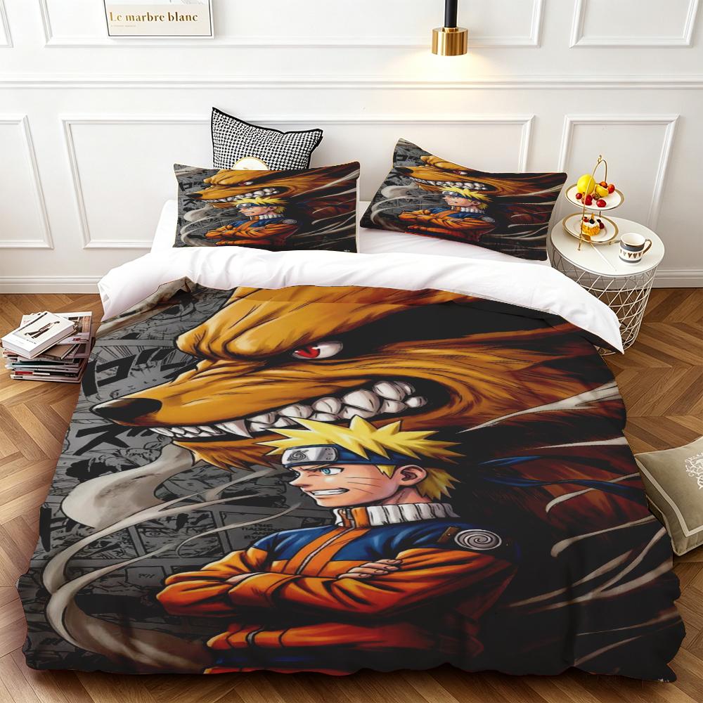 Child Duvet Cover Set Naruto Cartoon Quilt Cover Bedding Set Soft and Comfortable for Bedroom Gifts Queen King