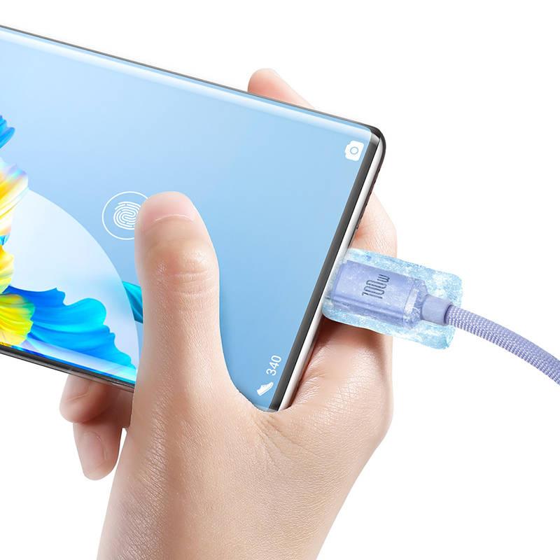 Cable Baseus  Baseus Crystal Shine Series Cable USB Cable for Fast Charging and Data Transfer USB Type A - USB Type C 100W 2m Purple (CAJY000505)