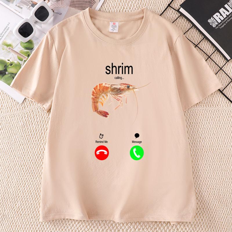 Lustiges Garnelen-Ruf-T-Shirt Sommer Unisex Unisex Humor-T-Shirt Meeresfrüchte-Liebhaber T-Shirt Strand Baumwolle Kurzarm Rundhals T-Shirts