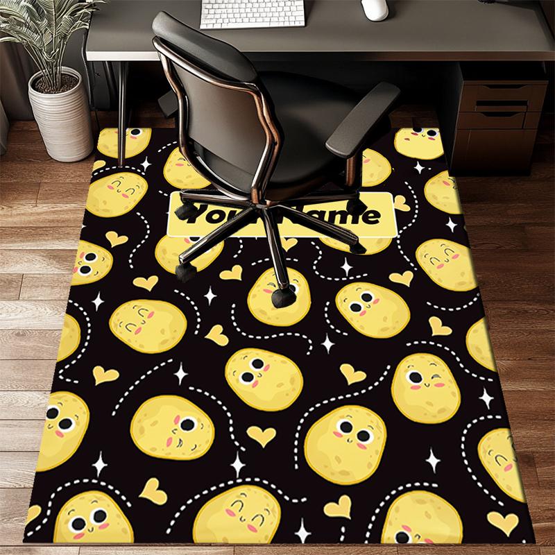 1PC Custom Name Yellow Faces Theme Floor Mat Ideal for Living Room, Game Rooms, Office, Bedroom, Floor Mat Playful Design