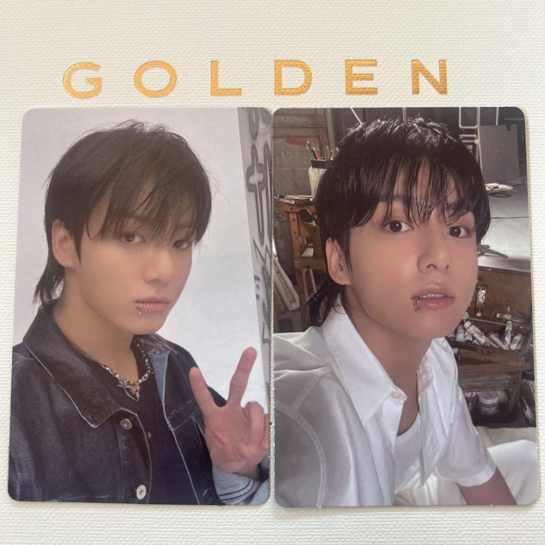 

[USED] BTS Jungkook trading card solo album GOLDEN photo card 2 pieces