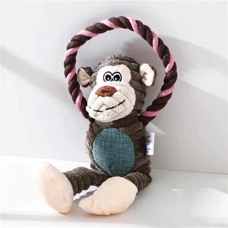 Dog Plush Toys Pet Squeaky Animal Toy Dog Bite-Resistant Clean Teeth Chew Toy Pet Supplies Interactive Toys  Lion  Elepant  Monkey