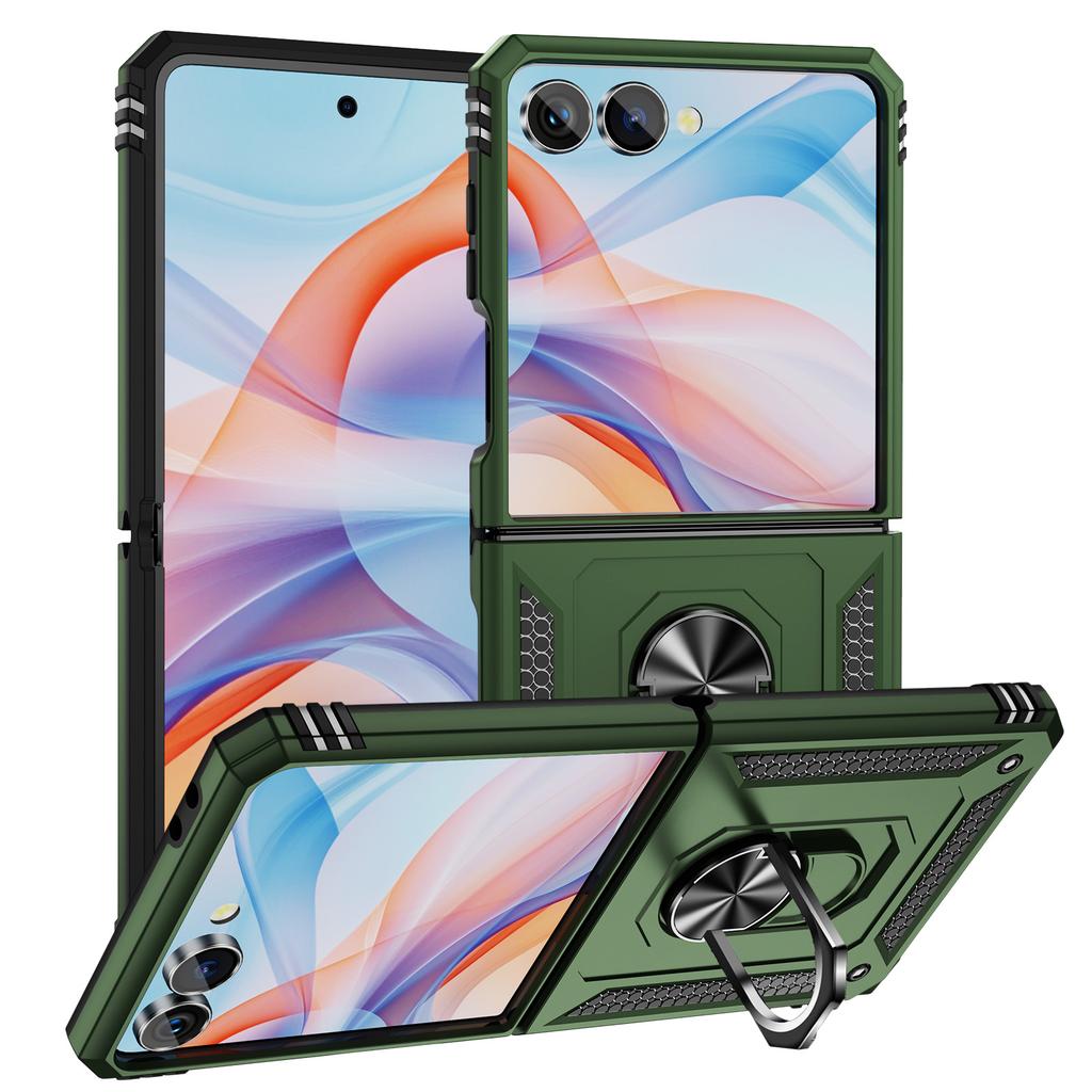 Military-grade Shockproof Phone Case For Samsung Galaxy Z Flip 7 Armor Ring Stand Holder Protective Case For Z Flip 7 FE 6 5 4 3