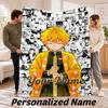 Benutzerdefinierter Name Zenitsu Agatsuma Flanell-Kuscheldecke Personalisierter Text Weiche Decke Bett Sofa Geschenk