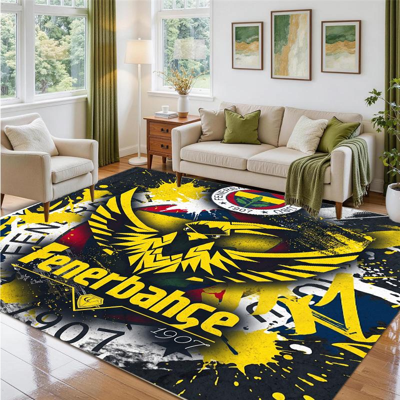 Fenerbahçe FC Design Crystal Velvet Rug Soft Decorative Mat for Bedroom Entrance