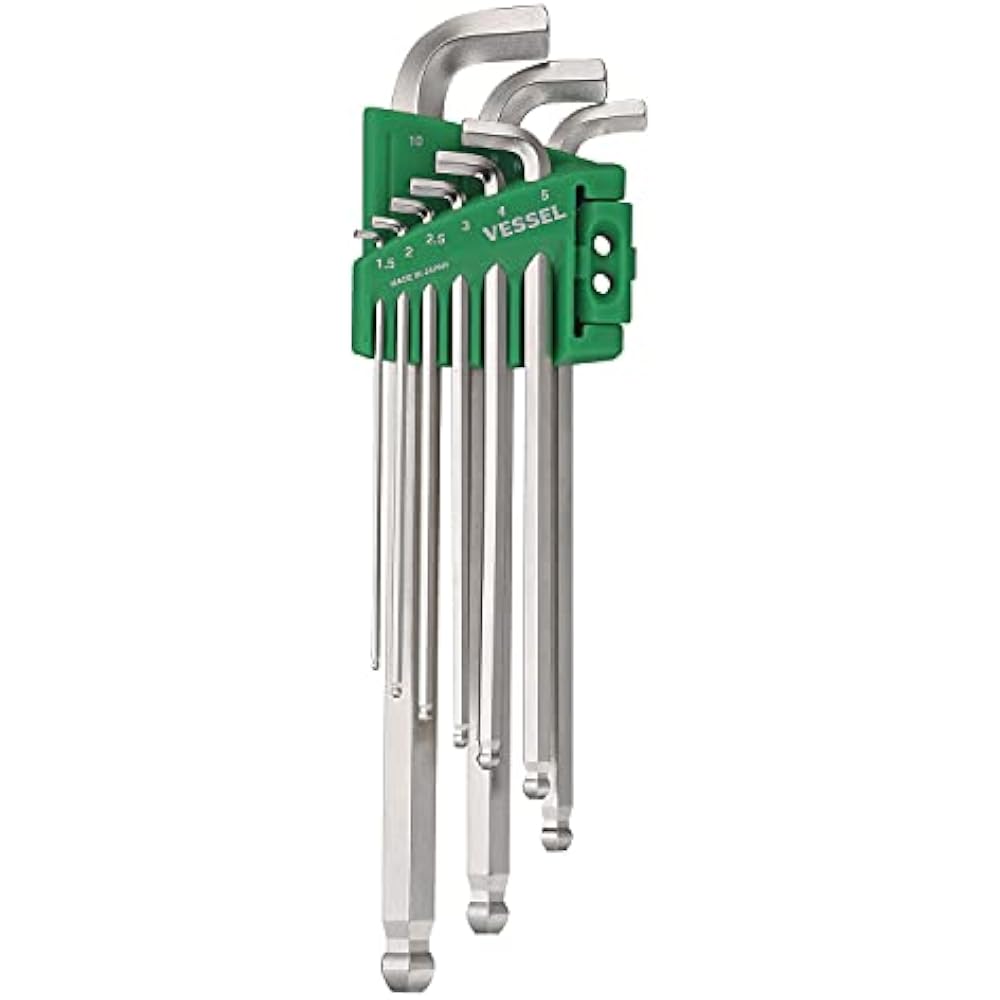 VESSEL (VESSEL) hex bar ball point L-type wrench, set of 9, short shaft, 8209BP