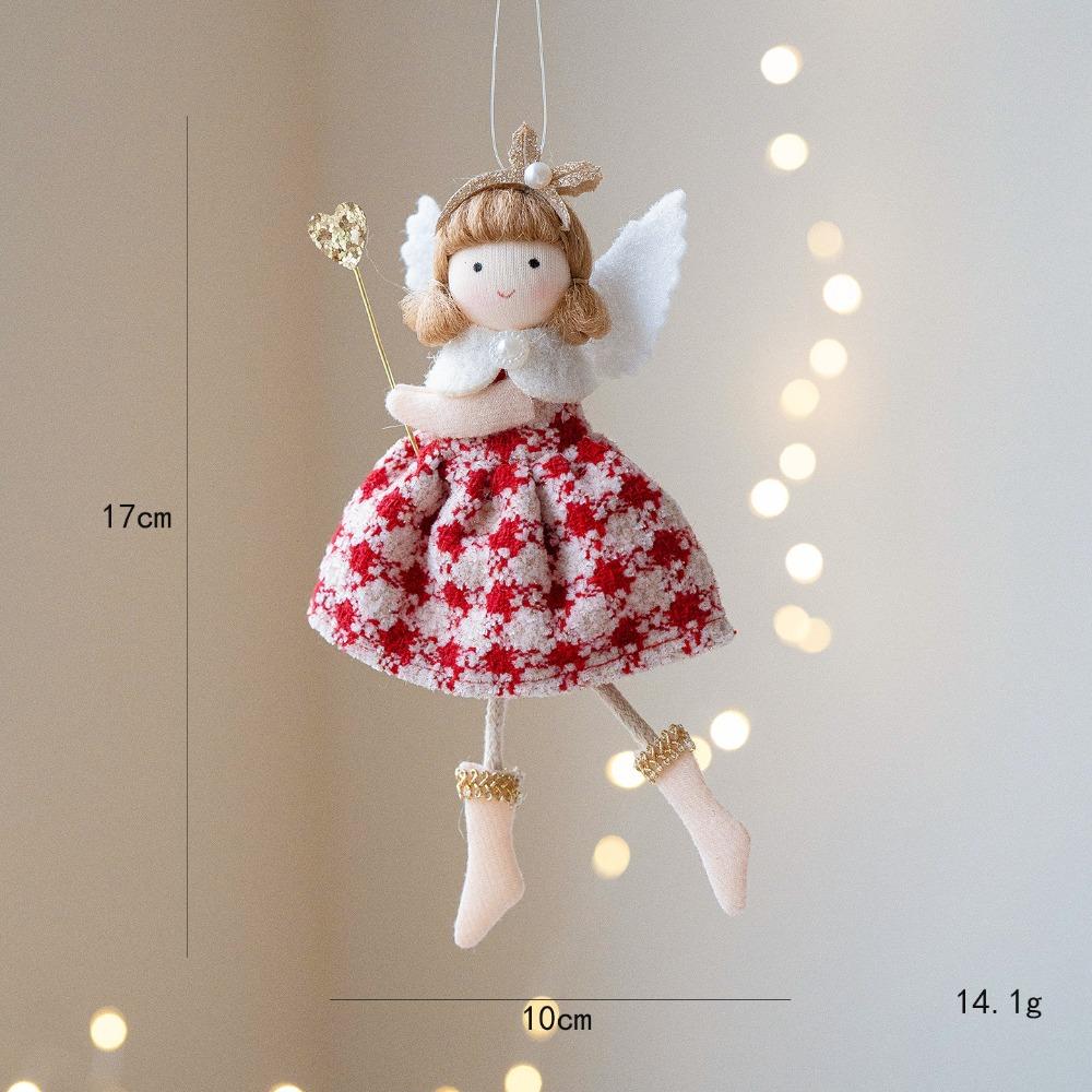 High Quality Cloth Angel Girl Pendant Red White Grey DIY Decor Christmas Doll Pendant Hanging Ornaments New Year Party