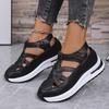 Fashion Hollow Out Wedge Heel Close Toe Gladiator Sandals Women 2025 Summer Thick Bottom Medium Heel Shoes Soft Sole Casual Shoes