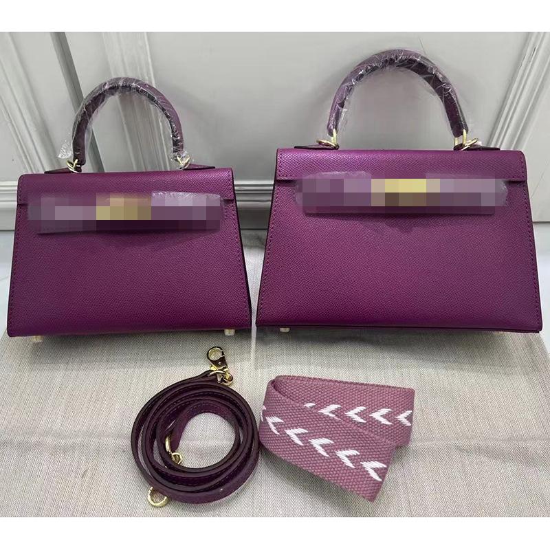 Second Generation Palm Print Cowhide Mini Small Keli Handbag 2025 New Bag Women's Commuter Versatile Shoulder Messenger Bag