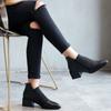 Women's Ankle Boots Leather Black Booties Fur Pointed Toe Female Short Shoes Elastic Comfortable and Elegant Goth Hot New in Y2k