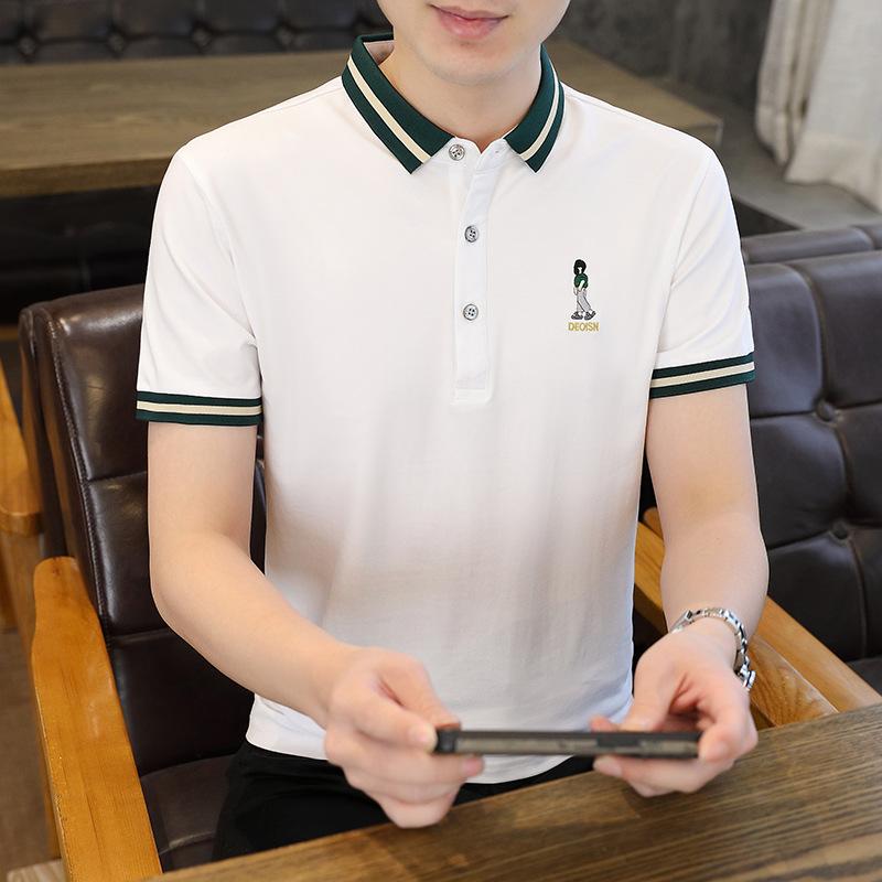 Men's Short Sleeved T-shirt Thin Business Lapel Men's Casual Short Sleeved Polo Shirt Shirt