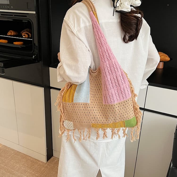 Mori literary and artistic vacation breathable large-capacity shoulder woven bag