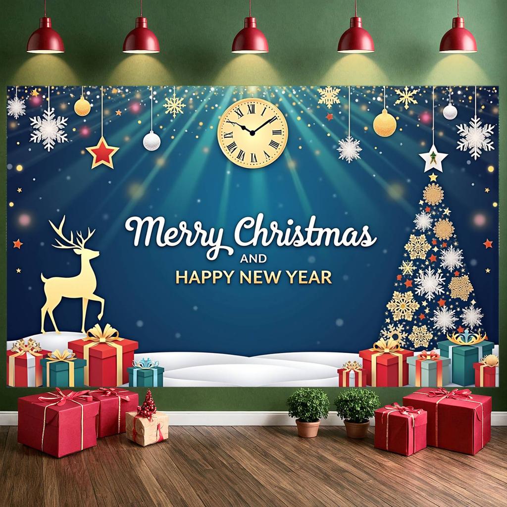 Christmas Banner Christmas Tree Design Winter Celebration Banner New Year Backdrop Snowflake Decor New Year Banner For New Year