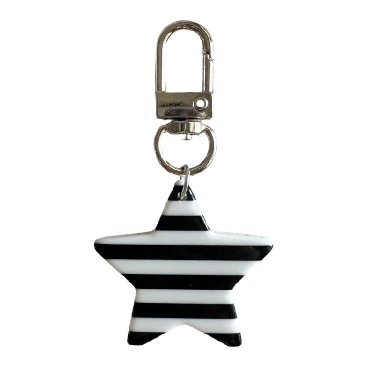 Stylish Alloy Resin Key Ring Star Charm Keychain With Delicate Striped Decoration Accent For Purse Backpacks Camera
