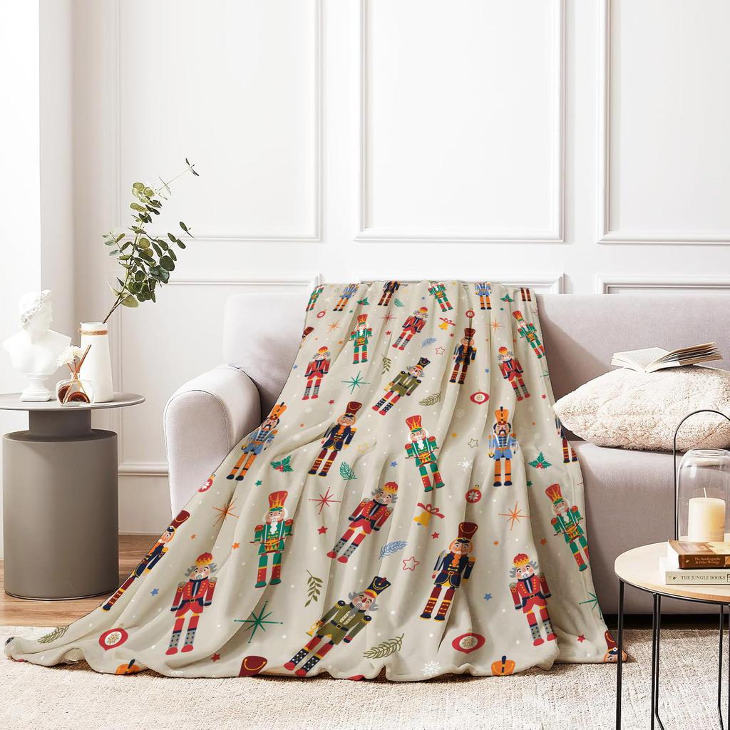 Świąteczny Kreatywny Koc do Rzucania Flanelowy Koc z Nadrukiem Super Miękki Przytulny Koc na Sofę Koc Domowy Idealny Prezent Domowy dla Niej