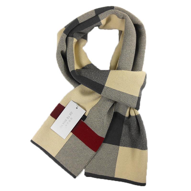 

Зимний мужской вязаный шарф Модный клетчатый Теплый пашминовый шарф на шею Шаль Обёртывание Утолщенный Мягкий шейный платок Деловые мужские аксессуары Bufandas