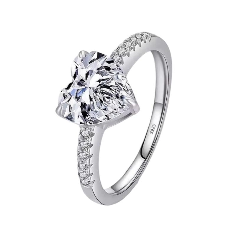 Trendy Geometric Heart Rings Women Party Ring Fashion Accessory Comfortable Rings Alloy Texture for Matching Look