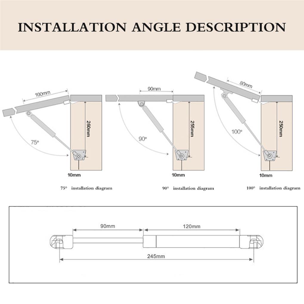 2 Pieces Aluminum Force Cabinet Door Lift Support Anti-slide Strut Hydraulic Spring Hinge Good Sealing Kitchen Hardware