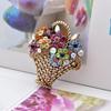 Creative Flower Basket Zircon Brooch Vintage Colorful Pins Women Fashion Jewelry Clothes Coat Decoration Scarf Buckle YSX