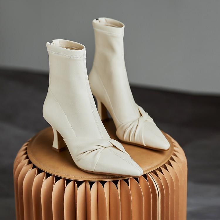 Pointed short boots women's autumn and winter high-heeled bare boots versatile sexy thick heel elastic