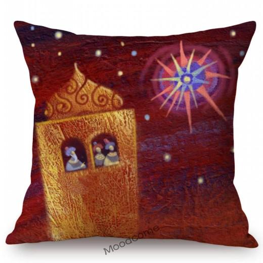 Lovely Cute Muslim Cartoon Ramadan Eid Mubarak Mosque Arabic Middle East Mediterranean Sofa Pillow Case Linen Cushion Cover Case