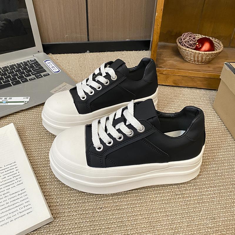 

2025 autumn new fashion college wind heightening platform lace-up sports and leisure shoes women s versatile sports shoes 40 чёрный