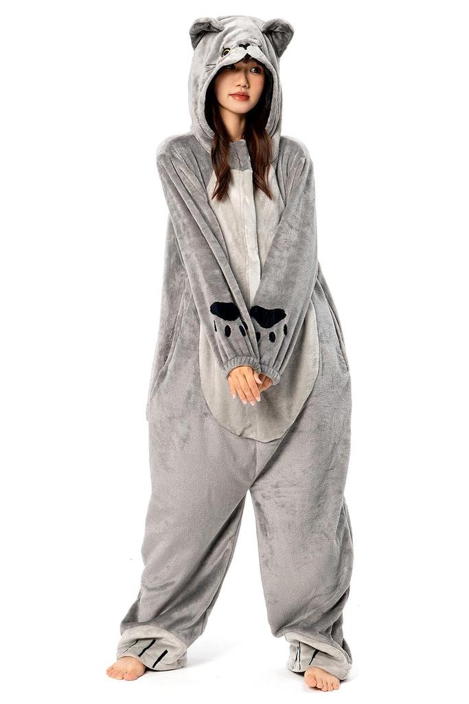 OLAOLA Cat Kigurumi Soft Animal Fancy Fluffy Winter Cold Protection L Pajamas, Blue, Cute, Adult, Loungewear, Costume, Dress, Pajamas, Flannel,