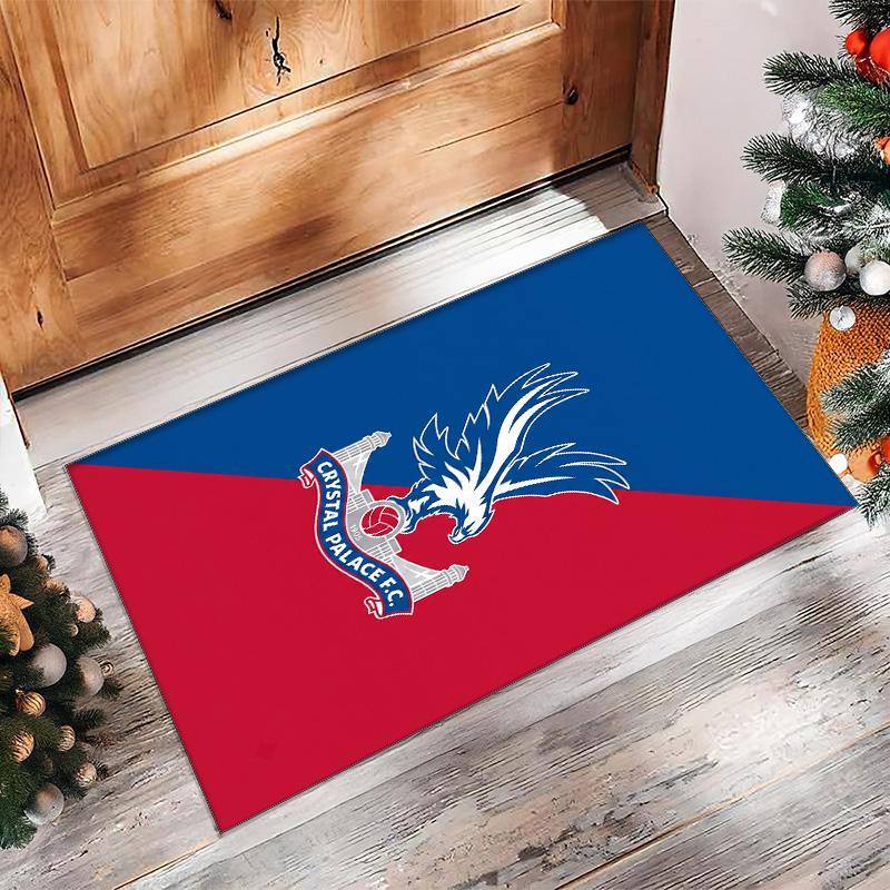 Crystal Palace Football Print Crystal Velvet Rug, Comfortable Water Absorbent Non Slip Indoor Floor Carpet