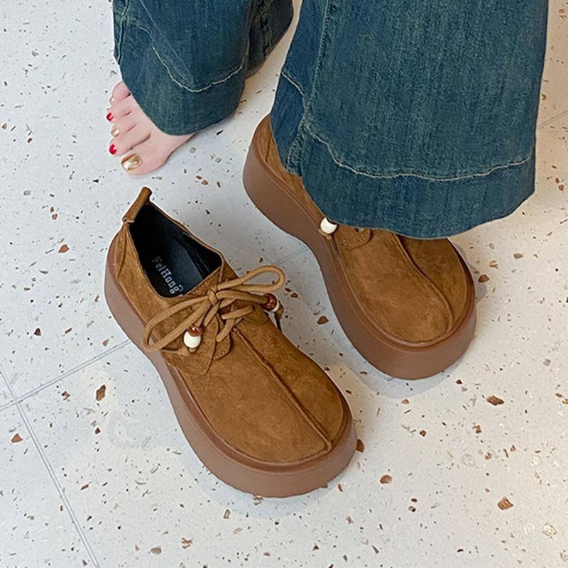 

Модные туфли на плоской платформе, женские лоферы, туфли Мэри Джейн, модные туфли на шнуровке 2025, повседневная женская спортивная обувь, осенние туфли для платья, Mujer Zapatos 35 коричневый