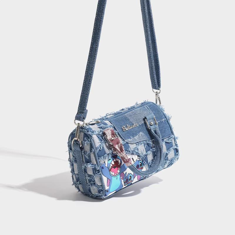 Spring Summer Alien-Inspired Denim Pillow Bag - Spacious Underarm Tote with Premium Metal Chain for Streetwear & Daily Use