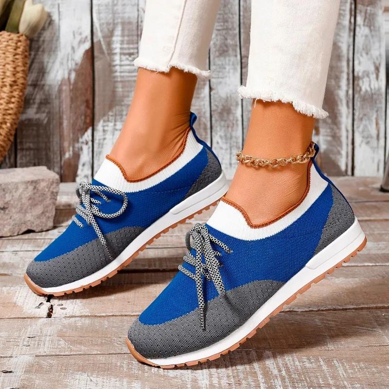 Women Summer Sneaker Lace Up Ladies Walking Running Shoes Round Toe Casual Breathable Non Slip Gym Sport Shoes For Female