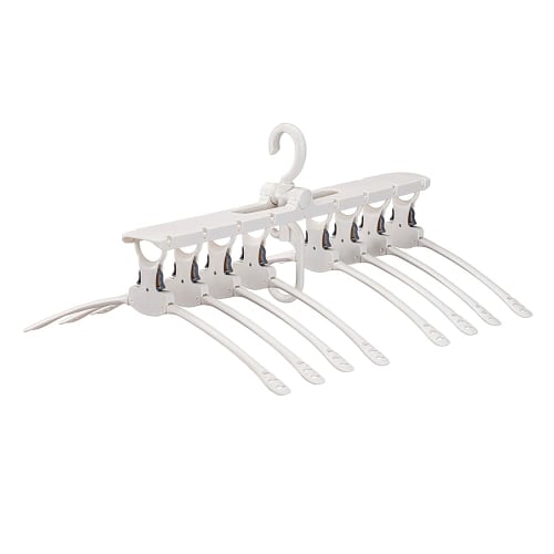 Daiya FLaundry Laundry Hanger, Easy to Load and Gently Dry, 8-Piece One-Touch Hanger, 52.5cm W x 41cm H x 25.5cm D, Clothes Drying Rack, Neck Stretch-