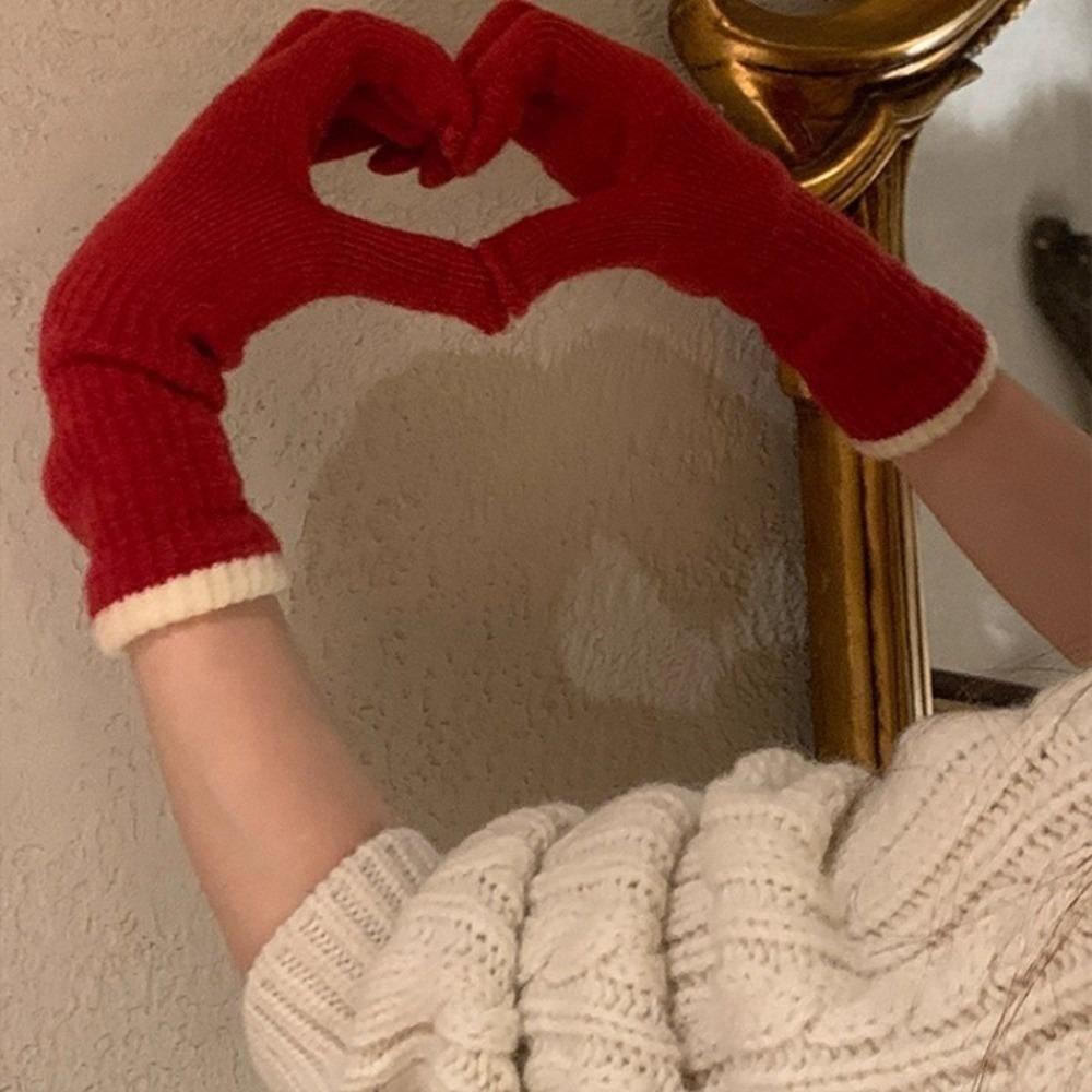 Stretch Yarn Knit Gloves Finger Opening Design Thermal Gloves Full Finger Gloves Winter Season