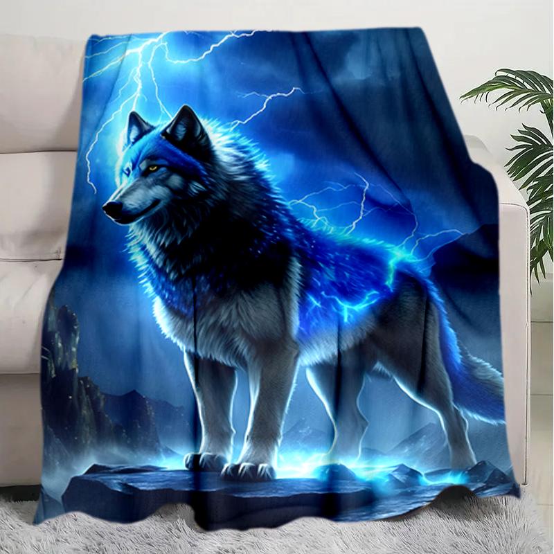 1PC Wolf Elements printed blanket, all season lightweight home office outdoor nap multifunctional blanket A8