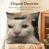 Meme Pixel Cat Cute Funny Cushion Cover Natural Linen Organic Fabric DoubleSided Printing Sofa Home Decor Gift Pillow Case