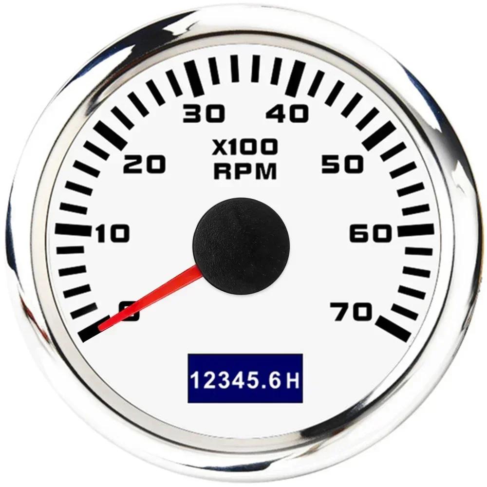 2" 52mm Tachometer 7 Color Backlight Tach Car Gauge Waterproof Digital LCD Hour Meter for Universal 12V24V Car Marine Boat Yacht