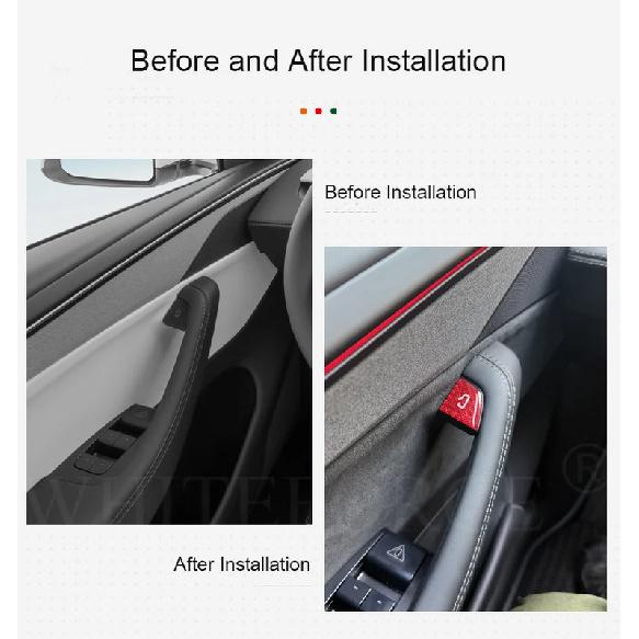 For Tesla Model Y Juniper 2025 Carbon Fiber Door Switch Button Trim Stickers Model 3 Highland Open Door Button Sticker Accessory