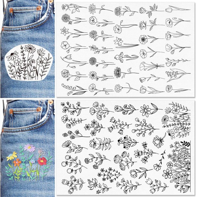 

Water-Soluble Self-Adhesive Embroidery Fabric Patch for Clothing, Pillows, Sweaters, T-Shirts, and Jeans - DIY Pattern. Size: A4
