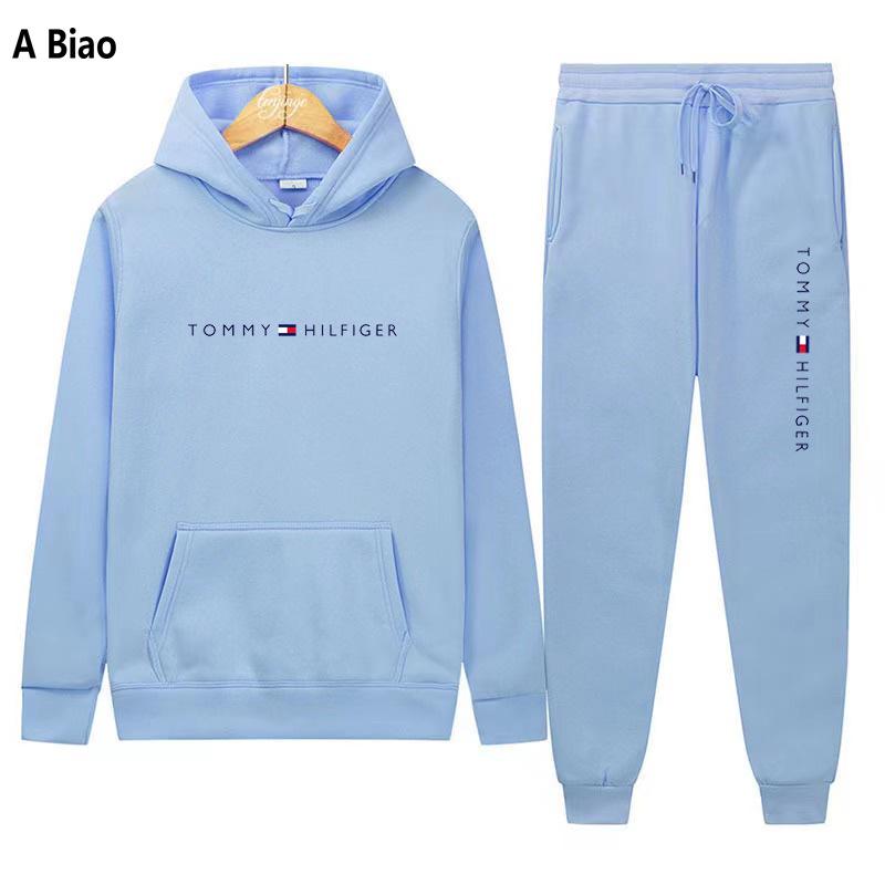 Unisex Spring/Autumn Hooded Fleece Set - Loose Fit, Casual Print Sweatshirt