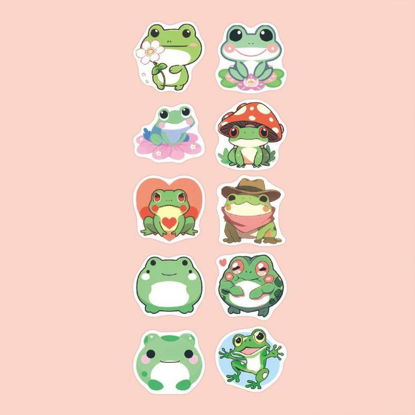 500pcs Cute Traveling Frog Cartoon Graffiti Stickers DIY Phone Guitar Laptop Notebook Suitcase Waterproof Sticker