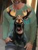 Funny men's long-sleeved T-shirt with 3D animal print, hip-hop style, Harajuku trend, urban clothing, ideal for autumn, loose fit, cotton.