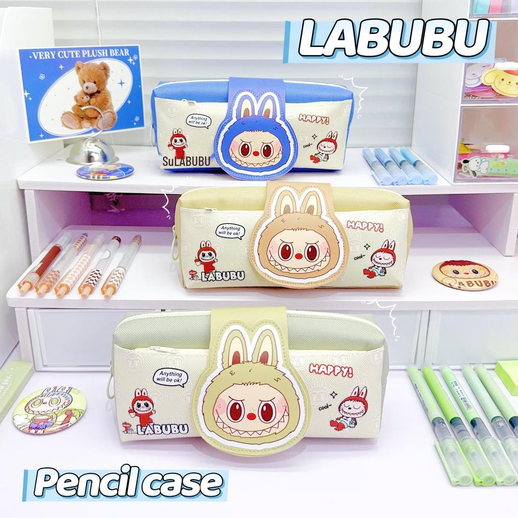Cartoon Labubu Multi-Layer Pencil Case with Large Capacity & Magic Tape Closure