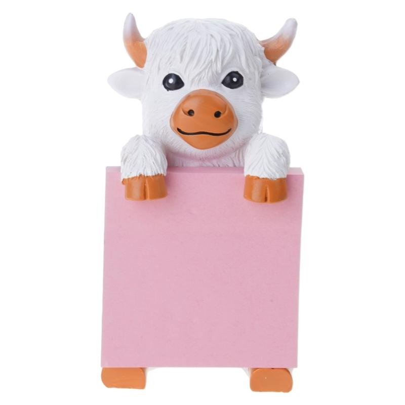

Sticky Note Holder for Desk Resin Highlands Cow Statue Figurines Popping Sticky Note Dispenser Ornament for Home Decors белый