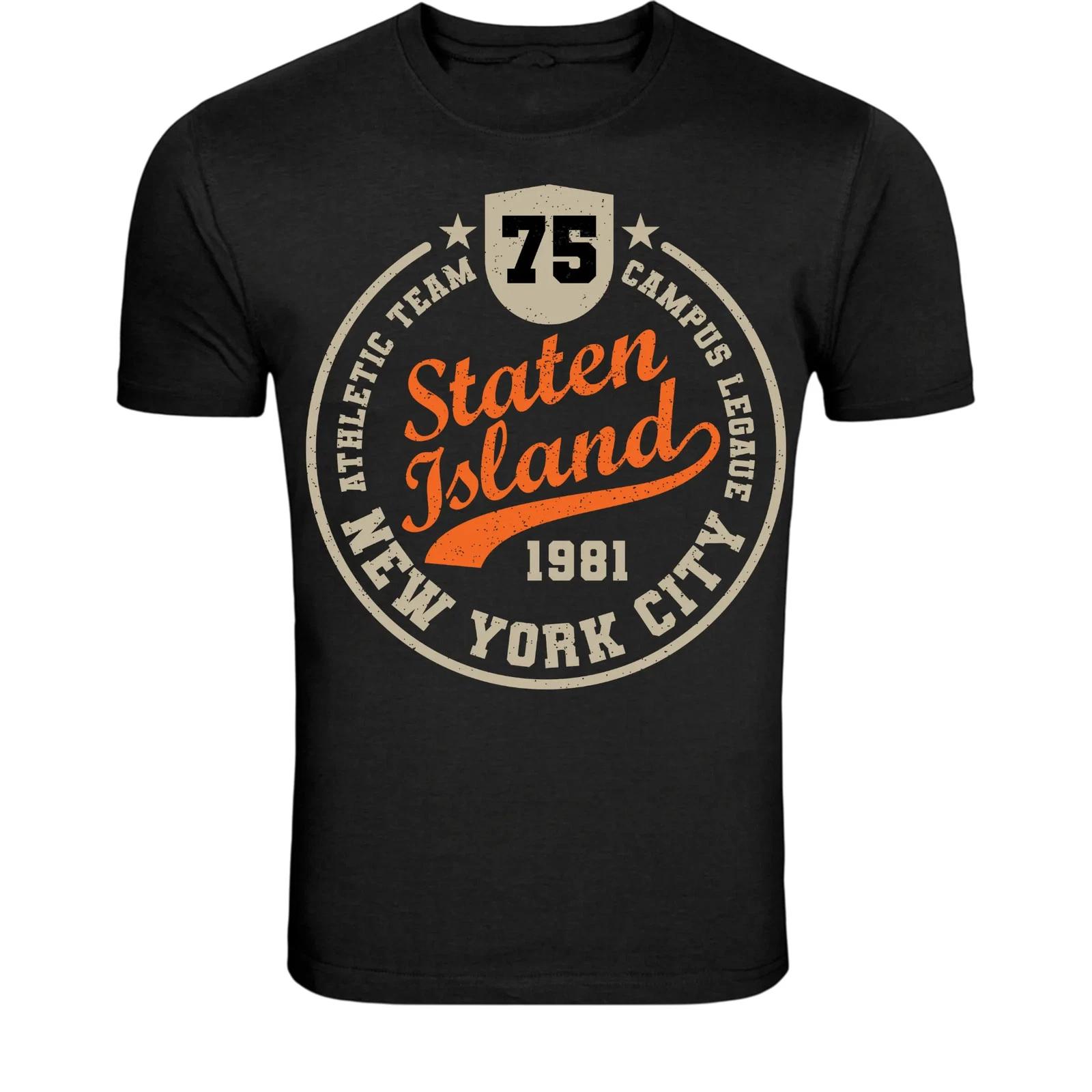 Staten Island NYC Vintage Badge T-Shirt - New York Retro Graphic L