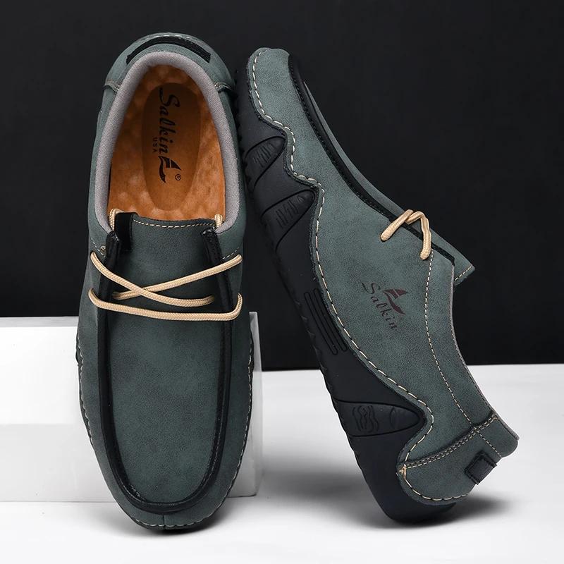 Fashion New Trend Non-Slip Male Loafers Comfortable Ultralight Men's Hiking Shoes Casual Leather Treking Footwear Leisure Walk Sneakers