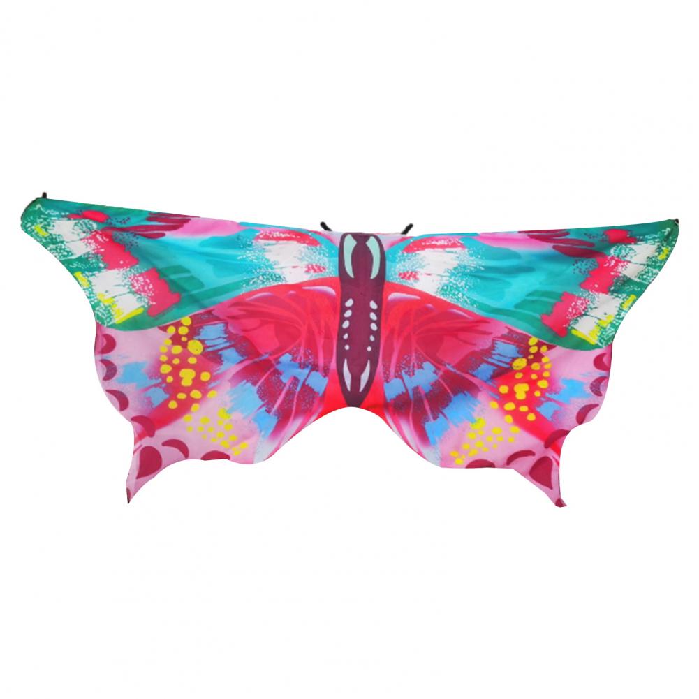 

Детский плащ с крыльями бабочки, яркий цветной шифоновый костюм феи на Хэллоуин, крылья феи для девочек, украшения для домашней вечеринки розовый