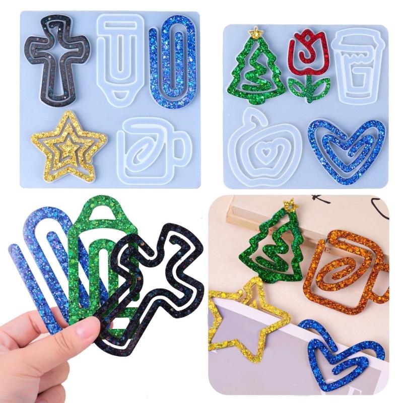 Earrings Silicone Molds Jewelry Making Mold Paper Clip Shape Pendant Moulds Silicone Texture Present for Art Enthusiasts